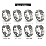 font options for inside engraving on gray piccolo snare sticks rings