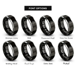 font options for inside engraving on black & silver pick grip rings