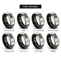 font options for inside engraving on black & gray pick grip rings