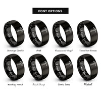 font options for inside engraving on black pickaxe rings