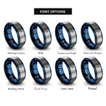 font options for inside engraving on blue & grey pickleball ball paddle rings