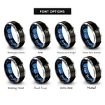 font options for inside engraving on black & blue & gray pickleball net rings
