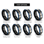 font options for inside engraving on black & blue & grey pickleball net rings
