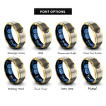 font options for inside engraving on gold & blue & silver picnic basket rings