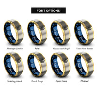 font options for inside engraving on gold & blue & silver picnic basket rings