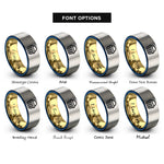 font options for inside engraving on gold & blue & gray picnic basket rings