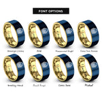 font options for inside engraving on gold & blue picnic basket rings