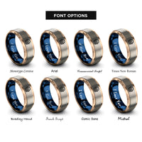 font options for inside engraving on rose gold & blue & gray picnic basket rings