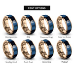 font options for inside engraving on rose gold & blue picnic basket rings