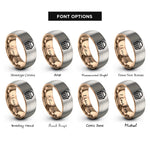 font options for inside engraving on rose gold & gray picnic basket rings