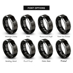 font options for inside engraving on black & gray pie chart rings