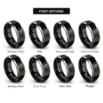 font options for inside engraving on black & silver pie chart rings