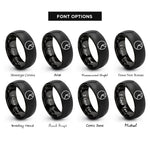 font options for inside engraving on black pie chart rings