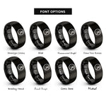 font options for inside engraving on black pie chart rings