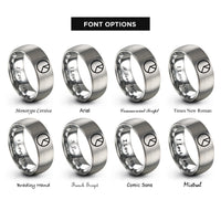 font options for inside engraving on grey pie chart rings