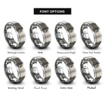 font options for inside engraving on gray piebald mouse rings