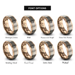 font options for inside engraving on rose gold piebald mouse rings