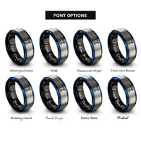 font options for inside engraving on black & blue & silver pier silhouette rings