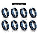font options for inside engraving on blue & grey pier silhouette rings