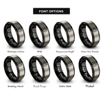 font options for inside engraving on black & silver pig hoof rings
