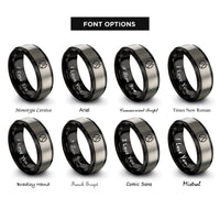 font options for inside engraving on black & silver pig hoof rings