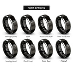 font options for inside engraving on black & silver pig hoof rings