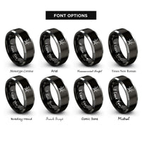 font options for inside engraving on black & grey pig skull rings