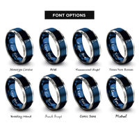 font options for inside engraving on blue & grey pigeon point lighthouse rings