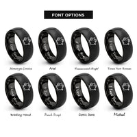 font options for inside engraving on black piggy bank rings