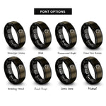font options for inside engraving on gunmetal & black piggy bank rings