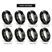 font options for inside engraving on black & gray piglet rings