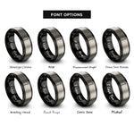 font options for inside engraving on black & grey pike pole rings