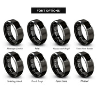 font options for inside engraving on black & silver pike pole rings