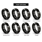 font options for inside engraving on black & grey pilcrow rings