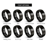 font options for inside engraving on black pilcrow rings