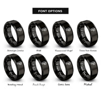 font options for inside engraving on black pilcrow rings