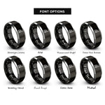 font options for inside engraving on black & gray pile driver rings