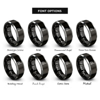 font options for inside engraving on black & gray pile driver rings