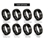 font options for inside engraving on black pile driver rings