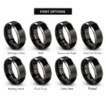 font options for inside engraving on black & gray pill bottle rings
