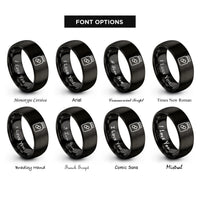 font options for inside engraving on black pill bottle rings