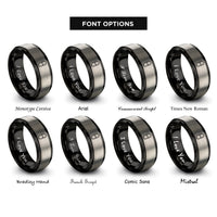 font options for inside engraving on black & gray pill capsule rings
