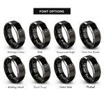 font options for inside engraving on black & gray pill capsule rings