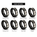font options for inside engraving on black & silver pilot silhouette rings