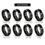 font options for inside engraving on black & grey pilot silhouette rings