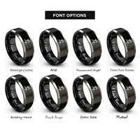 font options for inside engraving on black & grey pilot silhouette rings