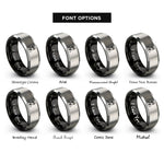 font options for inside engraving on black & gray pilot silhouette rings