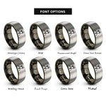 font options for inside engraving on gunmetal & gray pilot silhouette rings