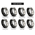 font options for inside engraving on black & grey pin cushion rings