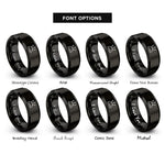 font options for inside engraving on black pin cushion rings